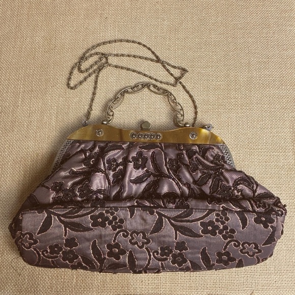 VTG Beaded Embroidered Handbag Purse Chain Mother-of-Pearl Formal Luxe VictoriaV - Picture 3 of 16